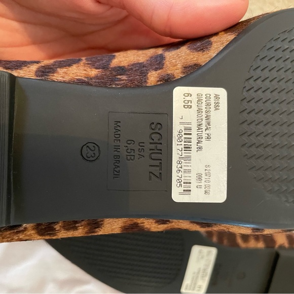 BRAND NEW Schutz Leopard Print Ballet Flats - Brown/Black - Picture 7 of 9